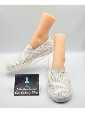 Michael Kors Womens White Perforated Leather Keaton Slip On Sneakers Sz 9.5 2535